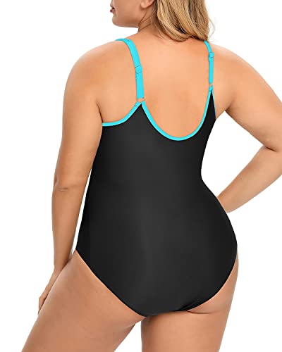 Women's Zipper Bathing Suits Plus Size Tummy Control One Piece Swimsuits