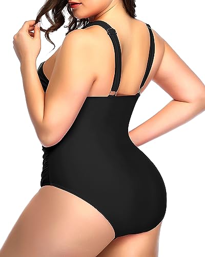 Plus Size Crisscross Mesh Keyhole One Piece Swimsuit