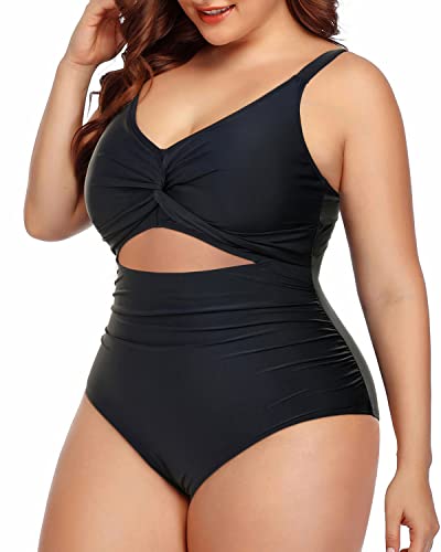 Women's Plus Size Cutout One Piece Swimsuits Tummy Control Monokini Swimwear