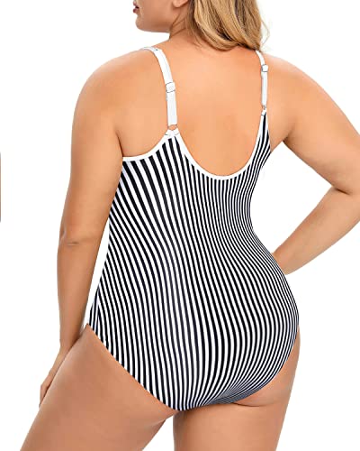 Plus Size Tummy Control One Piece Swimsuits for Women Zipper Bathing Suits