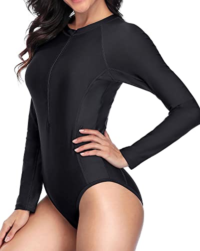 Long Sleeve Zip Women's One Piece Rash Guard Surfing Swim Shirt Swimsuits