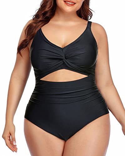 Women's Plus Size Cutout One Piece Swimsuits Tummy Control Monokini Swimwear