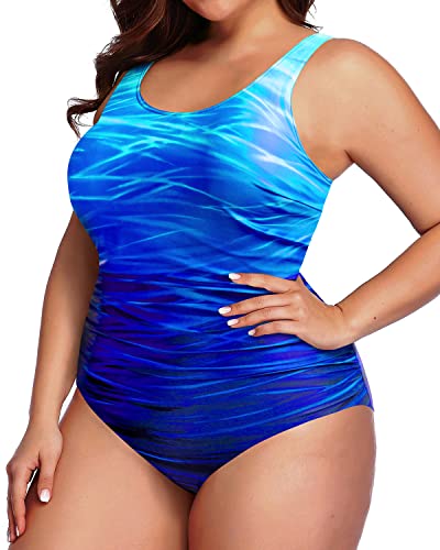 Women's Plus Size Ruched Swimwear Backless One Piece Swimsuit