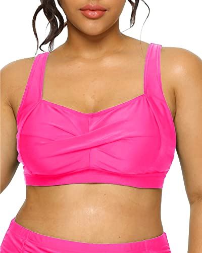 Plus Size Push-Up Bikini Top with Full Coverage Twist Front for Women