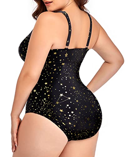 Women Snakeskin Plus Size Swimsuits One Piece Cutout V Neck High Waisted Bathing Suits