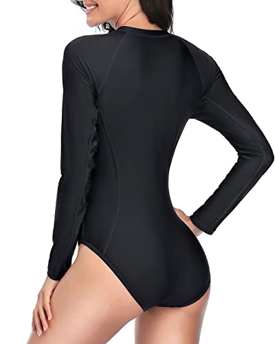 Long Sleeve Zip Women's One Piece Rash Guard Surfing Swim Shirt Swimsuits