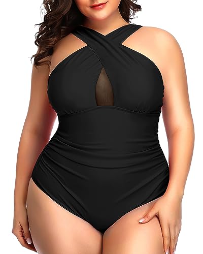 Daci Plus Size One Piece Swimsuits Boyshort Tummy Control Ruched Plus Size Bathing  Suits Retro Twist Front Boyleg Swimwear, Black and Flower, Small :  : Clothing, Shoes & Accessories