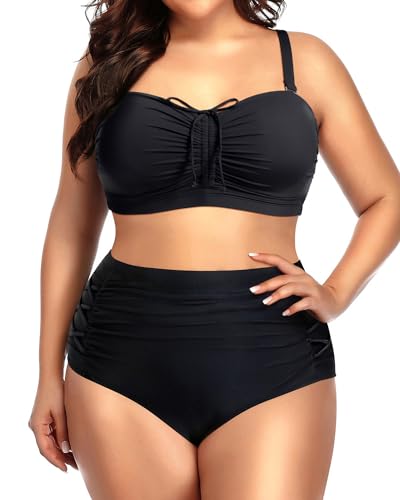 Plus Size Athletic One Piece Blouson Tankini Swimsuits Backless