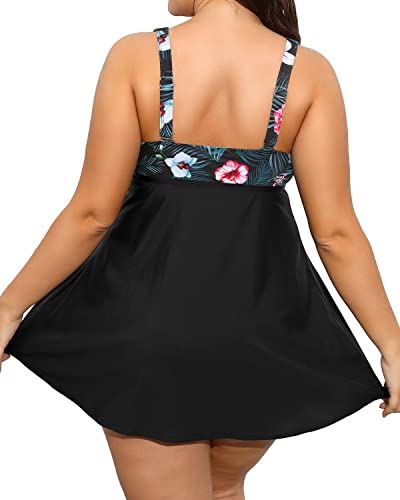 Plus Size Swim Dress Two Piece Tankini Swimsuits for Women Flowy Bathing Suits