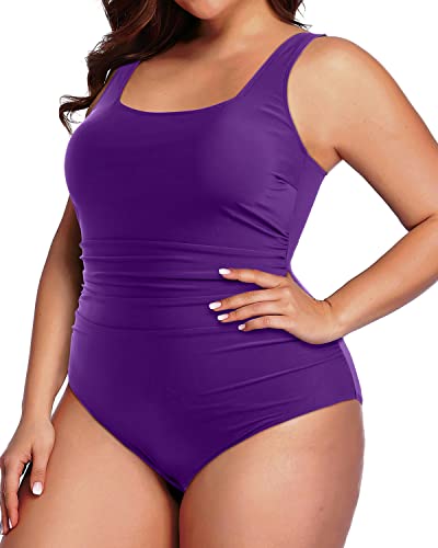 Plus Size One Piece Swimsuit Ruched Backless Swimwear for Women