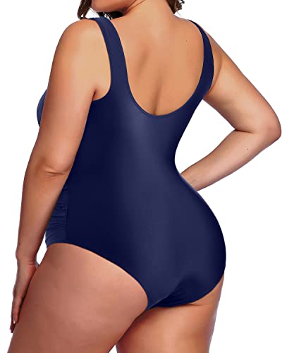 Women's Plus Size One Piece Swimsuit Backless Tummy Contro Bathing Suit