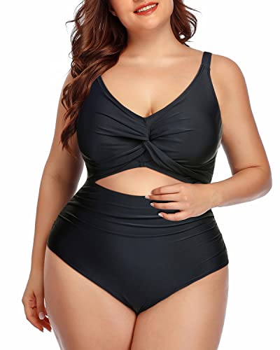 Women's Plus Size Cutout One Piece Swimsuits Tummy Control Monokini Swimwear