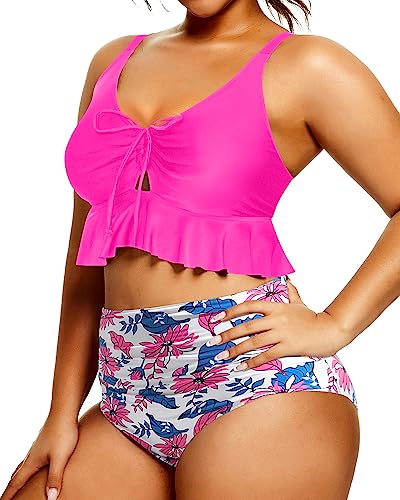 Plus Size Two Piece High Waisted Bikini Sets