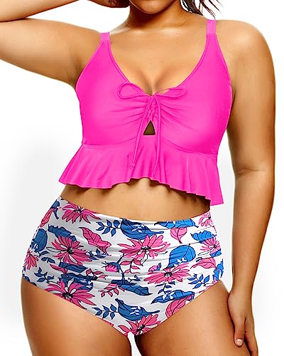 Plus Size Two Piece High Waisted Bikini Sets