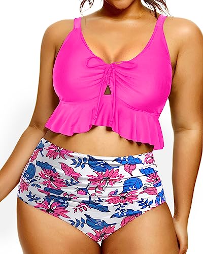 Plus Size Two Piece High Waisted Bikini Sets