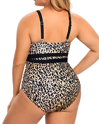 High Waisted Bathing Suits Women's Plus Size Tummy Control One Piece Swimsuits