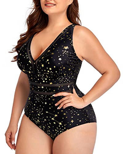 Women Snakeskin Plus Size Swimsuits One Piece Cutout V Neck High Waisted Bathing Suits