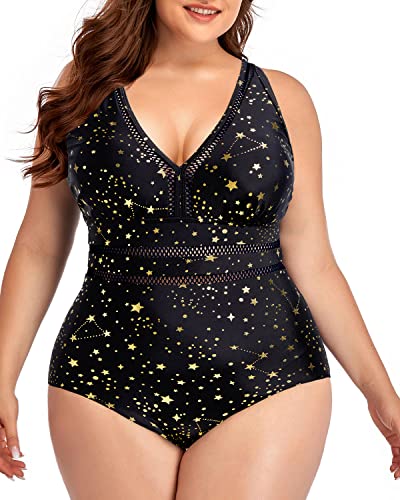 Women Snakeskin Plus Size Swimsuits One Piece Cutout V Neck High Waisted Bathing Suits