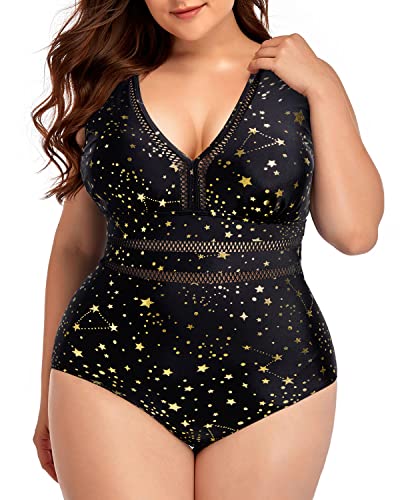 Women Snakeskin Plus Size Swimsuits One Piece Cutout V Neck High Waisted Bathing Suits