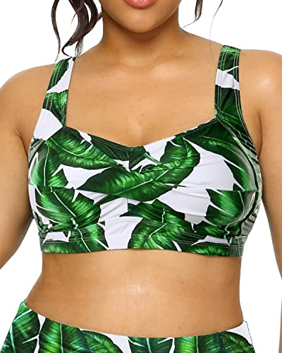 Plus Size Push Full Coverage Swimwear Twist Front Longline Bathing Suit Bra for Large Bust