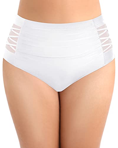 Basic And Versatile Plus Size Full Coverage Bikini Bottom-White