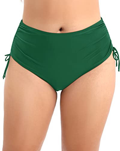 Tummy Control Plus Size Bikini Bottom Tankini Brief For Ladies-Emerald Green