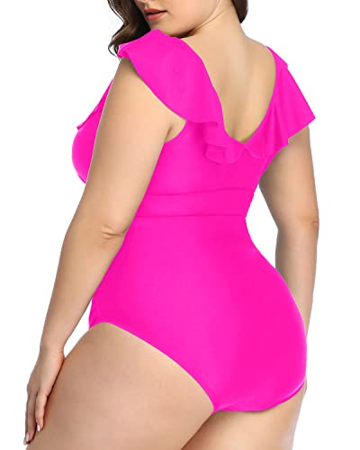 Perfectly Shaping Plus Size One Piece Swimsuits-Neon Pink