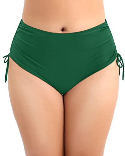 Tummy Control Plus Size Bikini Bottom Tankini Brief For Ladies-Emerald Green