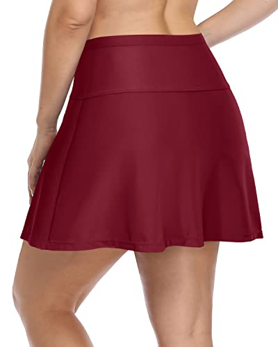 Modest High Rise Plus Size Swim Skirt For Women-Maroon