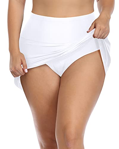 Slimming High Waisted Skirt Swimsuits For Women-White