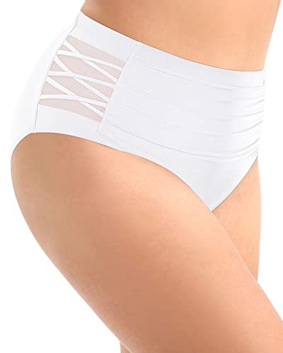 Basic And Versatile Plus Size Full Coverage Bikini Bottom-White