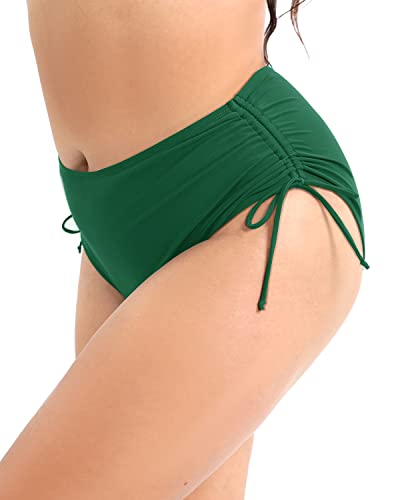 Tummy Control Plus Size Bikini Bottom Tankini Brief For Ladies-Emerald Green