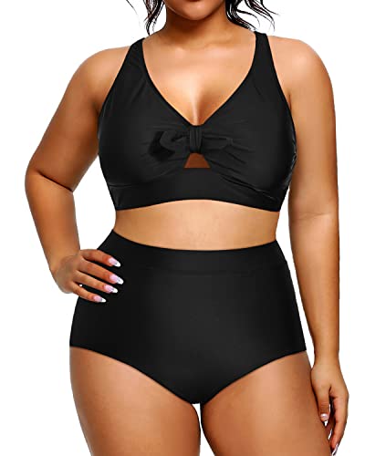 Removable Push Up Plus Size Bikini Set 2 Piece Swimsuit-Black