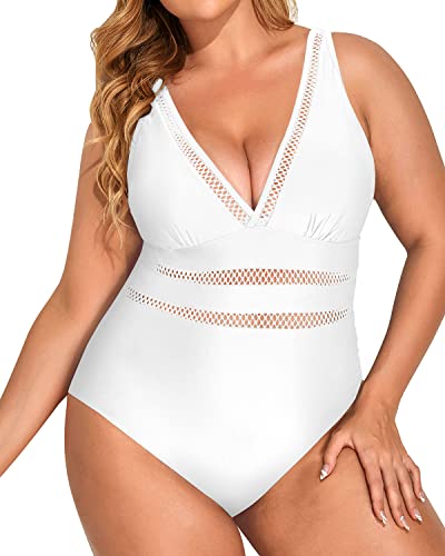 Charming Deep V-Neck Push Up Swimwear-White