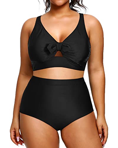 Removable Push Up Plus Size Bikini Set 2 Piece Swimsuit-Black