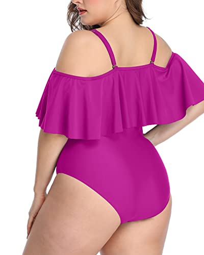 Vintage Style Bathing Suits For Plus Size Women-Hot Pink