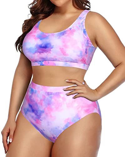 Comfortable And Lightweight Plus Size High Quality Bikini Set-Color Tie Dye