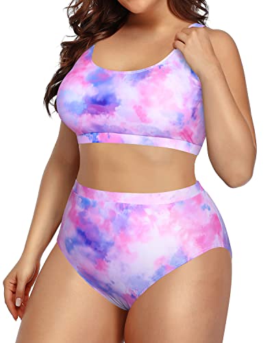 Comfortable And Lightweight Plus Size High Quality Bikini Set-Color Tie Dye