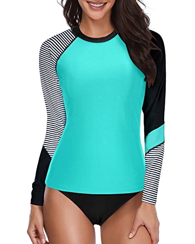 Upf 50+ Women's Rash Guard Zipper And Boy Shorts-Green