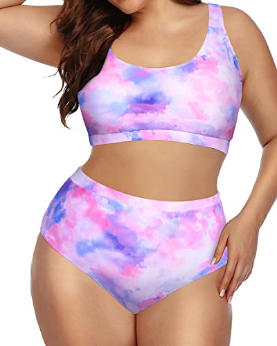 Comfortable And Lightweight Plus Size High Quality Bikini Set-Color Tie Dye