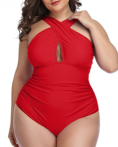 Trendy Tummy Control One Piece Swimsuits For Vacation-Red