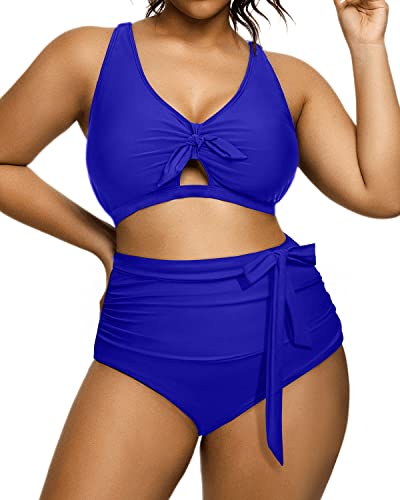 Daci Women 2 Piece Plus Size Bikini Swimsuit High Waisted Bottom Ruched Tie  Knot Bathing Suit : : Clothing, Shoes & Accessories