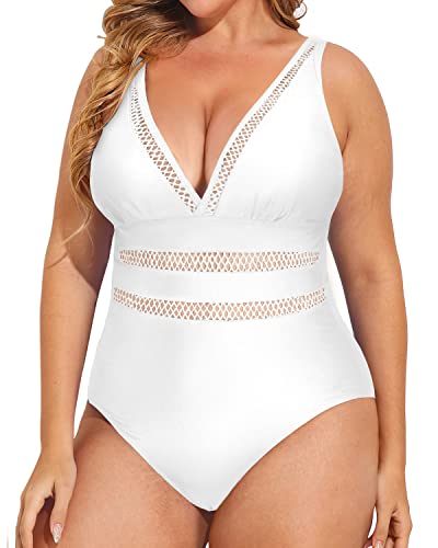 Charming Deep V-Neck Push Up Swimwear-White