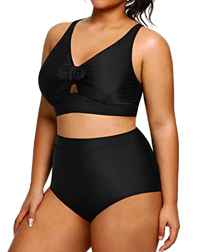 Removable Push Up Plus Size Bikini Set 2 Piece Swimsuit-Black