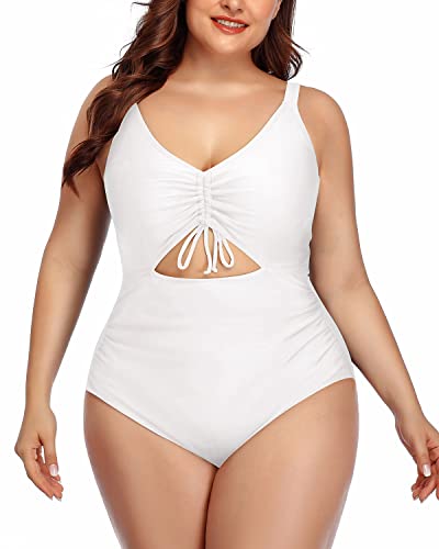 Daci Women Plus Size One Piece Swimsuits High Waisted Tummy Control Bathing  Suits Cutout Lace up Swimwear