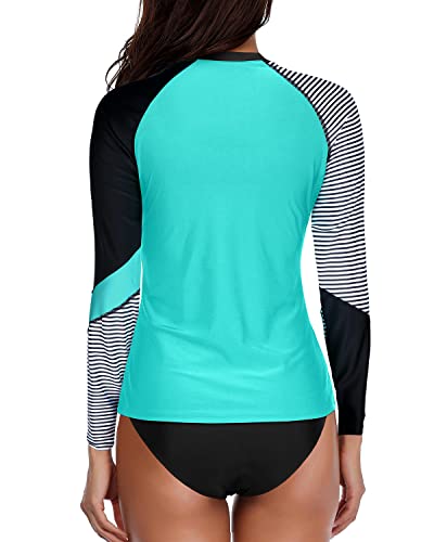 Upf 50+ Women's Rash Guard Zipper And Boy Shorts-Green