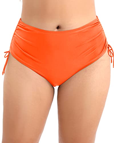 Comfortable Plus Size Full Coverage Bikini Bottom Tankini Brief-Neon Orange