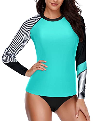 Upf 50+ Women's Rash Guard Zipper And Boy Shorts-Green