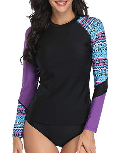 Breathable Tribal Women's Rash Guard And Boy Shorts Set For Water Activities-Black Tribal