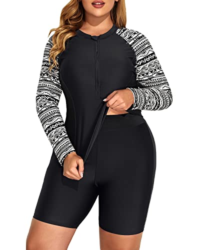 Women's Removable Padded Rash Guard Tankini Boy Shorts-Black And White Snake Print